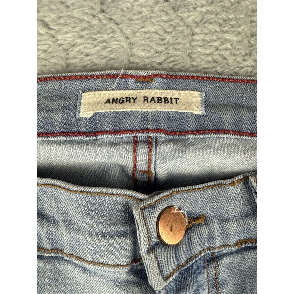 Angry Rabbit Light Washed Distressed Denim Blue Jeans JR Size 7 - Picture 5 of 11
